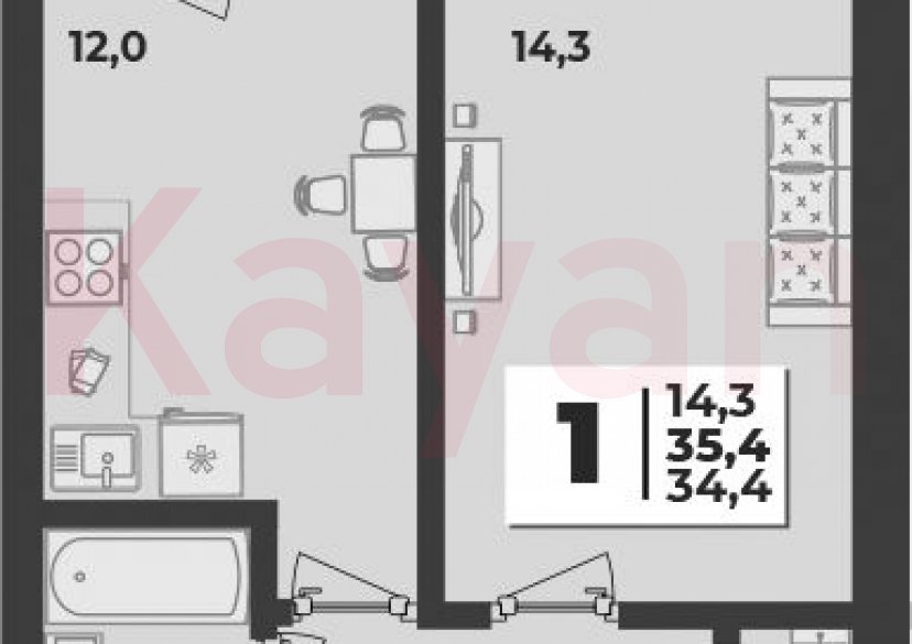 Продажа 1-комн. квартиры, 34.4 кв.м фото 0