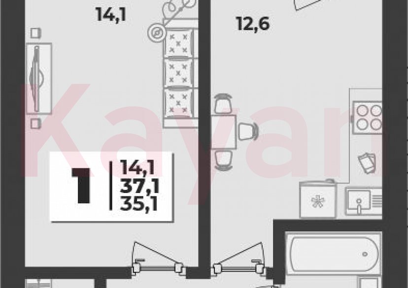 Продажа 1-комн. квартиры, 35.1 кв.м фото 0