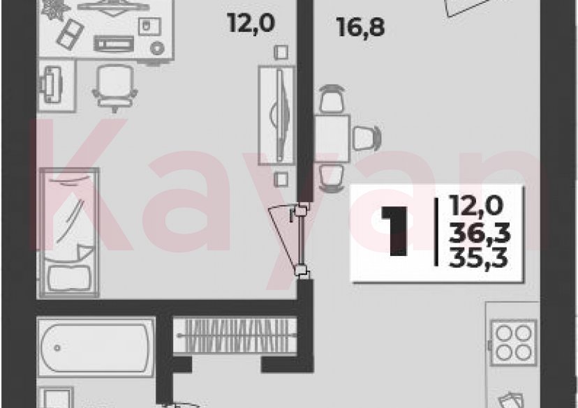 Продажа 1-комн. квартиры, 35.3 кв.м фото 0