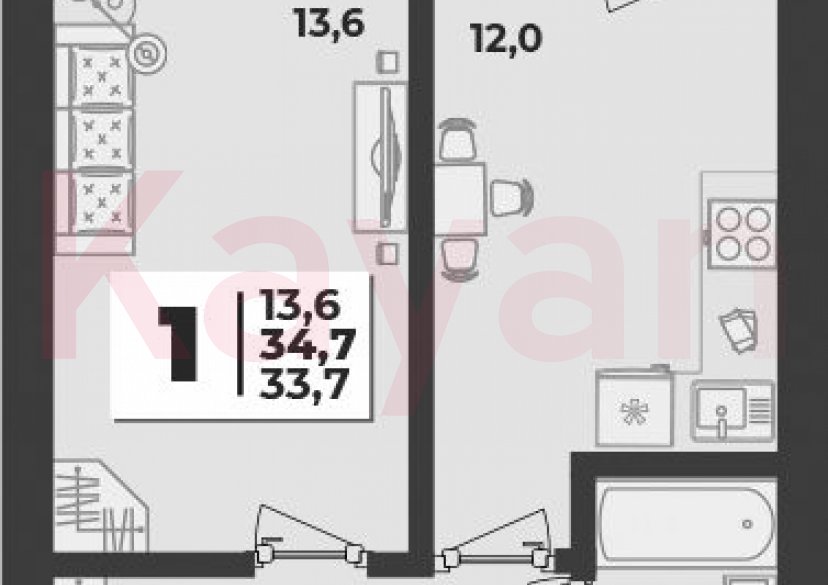 Продажа 1-комн. квартиры, 33.7 кв.м фото 0