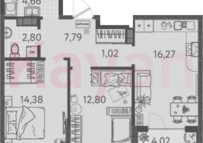 Продажа 2-комн. квартиры, 59.72 кв.м фото 0