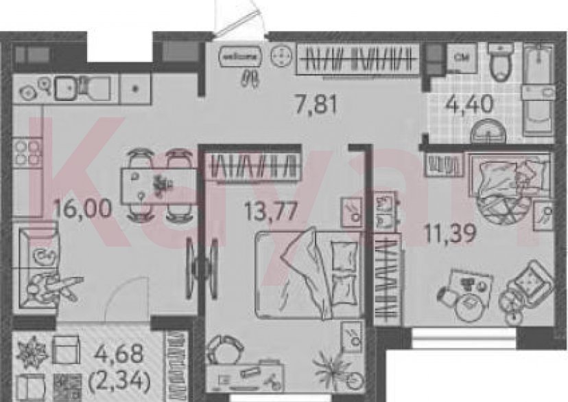 Продажа 2-комн. квартиры, 53.37 кв.м фото 0