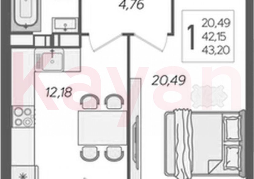 Продажа 1-комн. квартиры, 41.05 кв.м фото 0