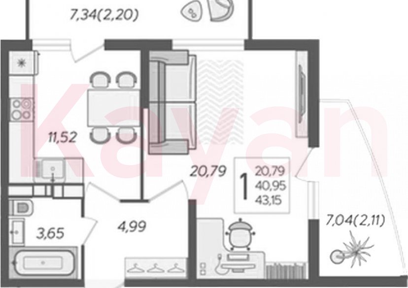 Продажа 1-комн. квартиры, 41.59 кв.м фото 0