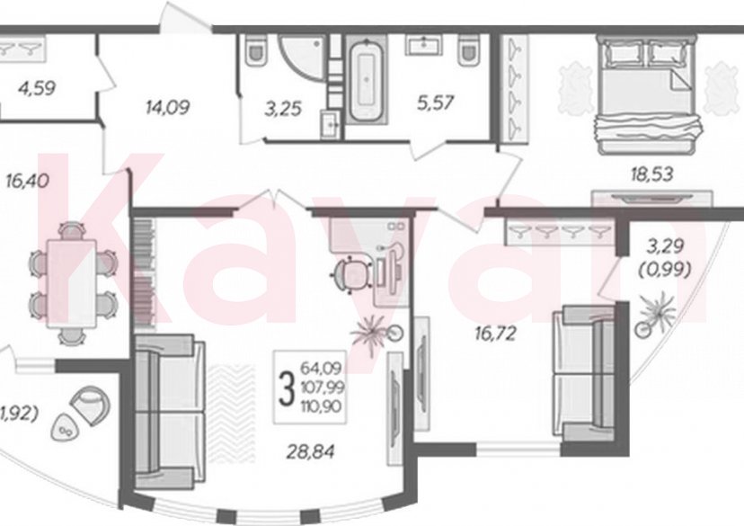 Продажа 3-комн. квартиры, 105.09 кв.м фото 0