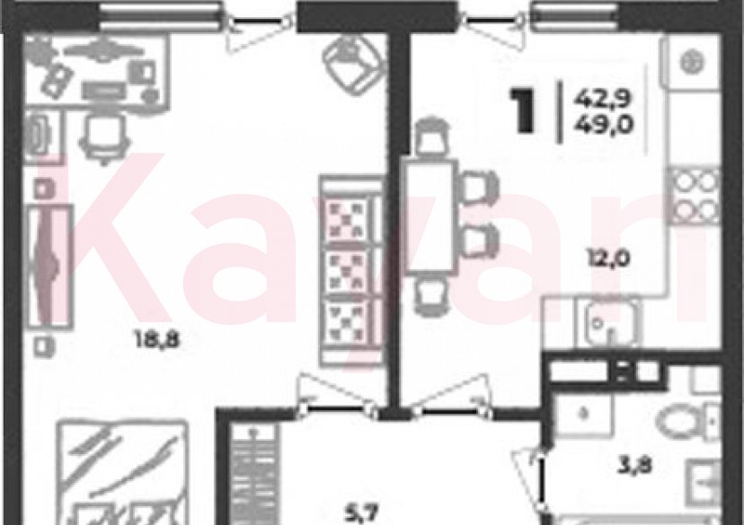 Продажа 1-комн. квартиры, 40.3 кв.м фото 0