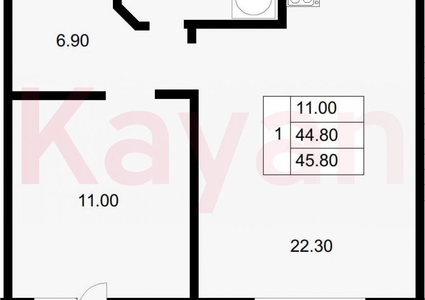 Продажа 1-комн. квартиры, 44.8 кв.м фото 0