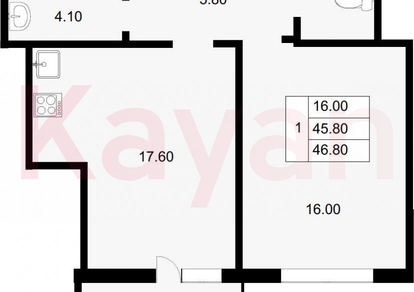 Продажа 1-комн. квартиры, 45.8 кв.м фото 0