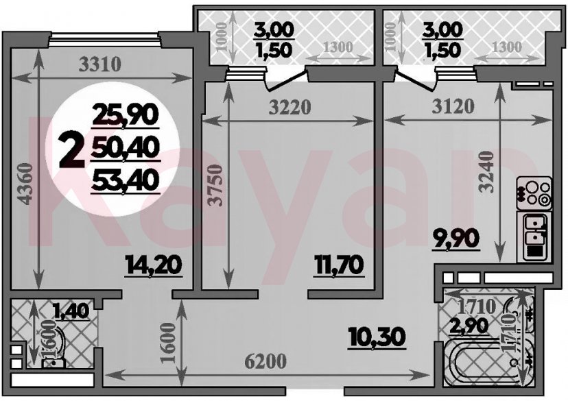 Продажа 2-комн. квартиры, 50.4 кв.м фото 0