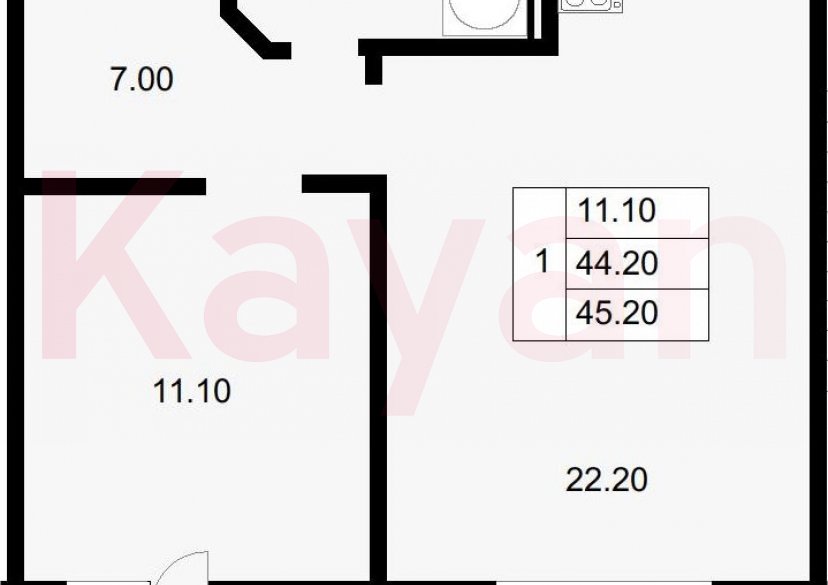 Продажа 1-комн. квартиры, 44.2 кв.м фото 0