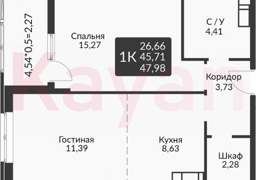 Продажа 2-комн. квартиры, 45.71 кв.м фото 0