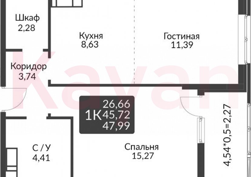 Продажа 2-комн. квартиры, 45.72 кв.м фото 0