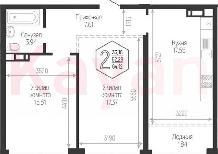 Продажа 3-комн. квартиры, 62.28 кв.м фото 0