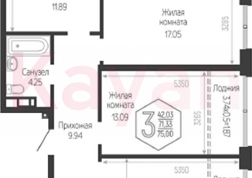 Продажа 3-комн. квартиры, 71.33 кв.м фото 0