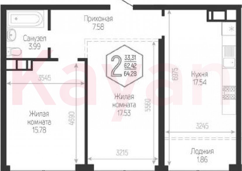 Продажа 3-комн. квартиры, 62.42 кв.м фото 0