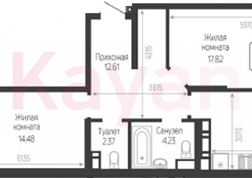 Продажа 2-комн. квартиры, 61.58 кв.м фото 0