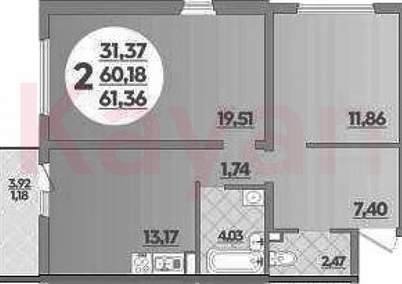 Продажа 2-комн. квартиры, 60.18 кв.м фото 0