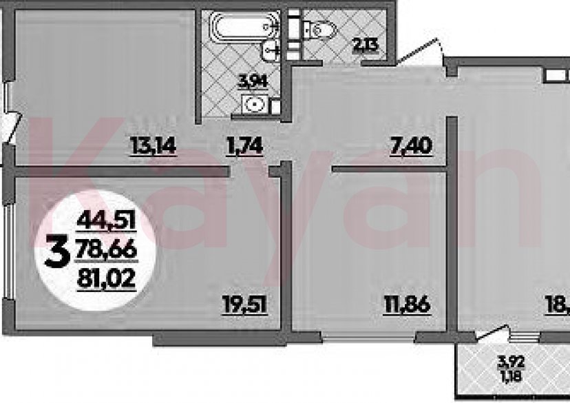 Продажа 3-комн. квартиры, 78.66 кв.м фото 0