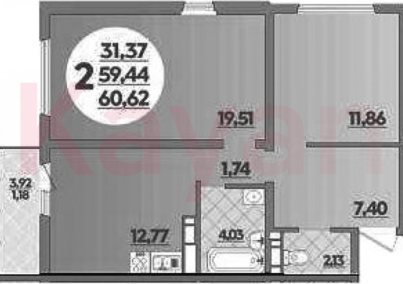 Продажа 2-комн. квартиры, 59.44 кв.м фото 0