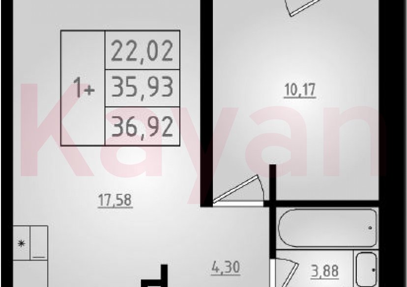 Продажа 2-комн. квартиры, 35.93 кв.м фото 0