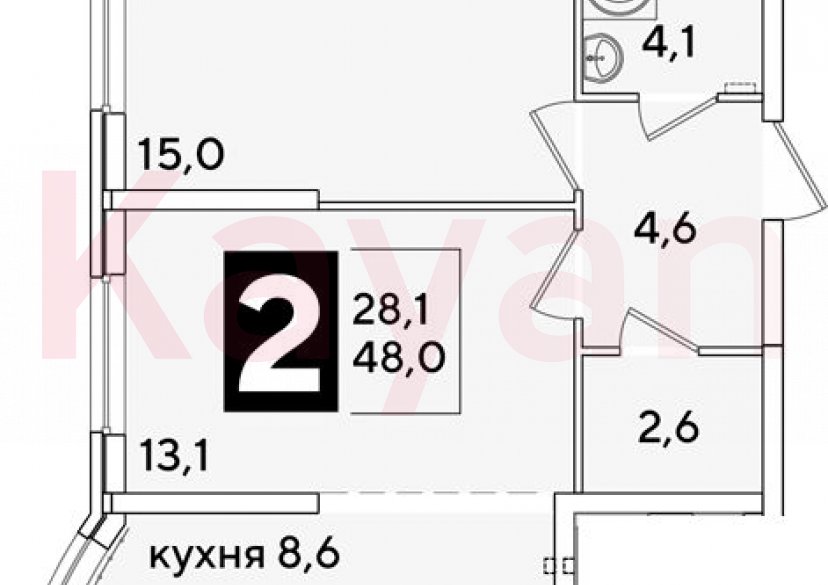 Продажа 2-комн. квартиры, 48 кв.м фото 0