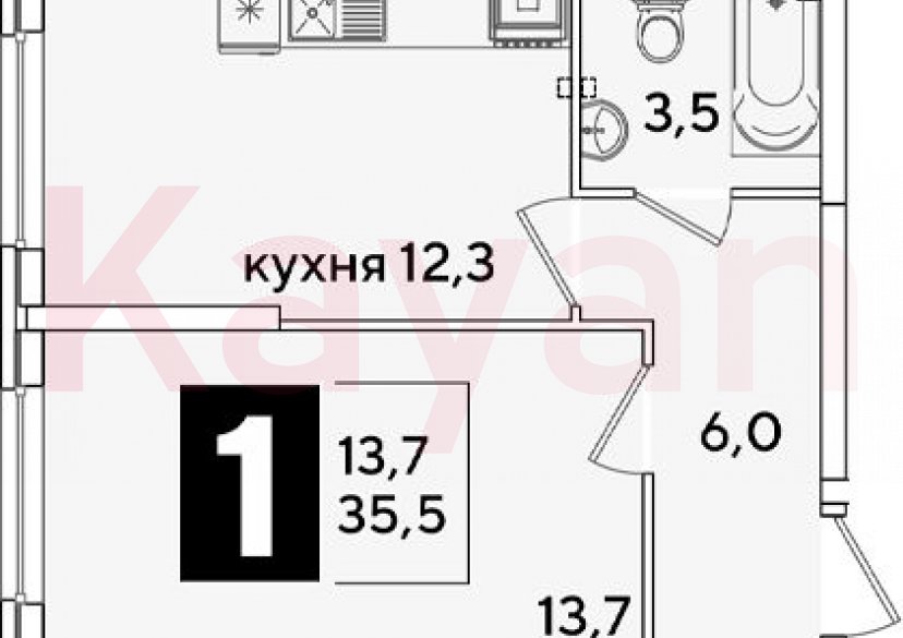 Продажа 1-комн. квартиры, 35.5 кв.м фото 0