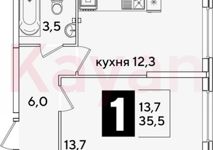 Продажа 1-комн. квартиры, 35.5 кв.м фото 0