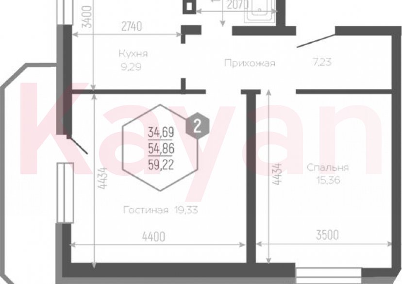 Продажа 2-комн. квартиры, 55.53 кв.м фото 0