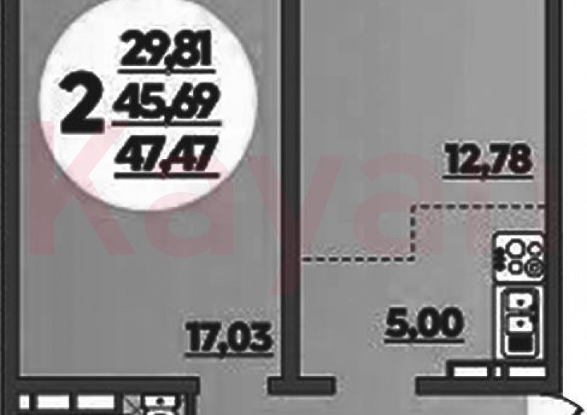 Продажа 2-комн. квартиры, 45.69 кв.м фото 0