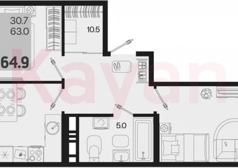 Продажа 2-комн. квартиры, 63 кв.м фото 0