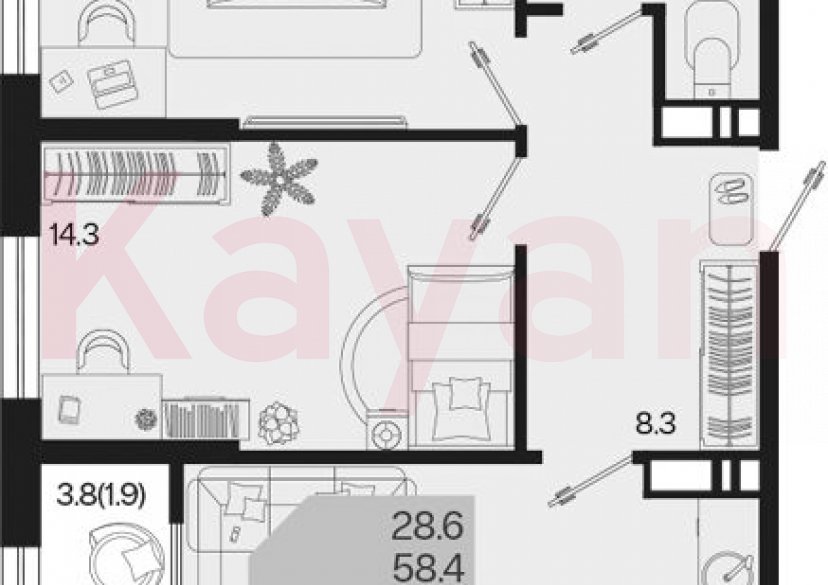 Продажа 2-комн. квартиры, 58.4 кв.м фото 0