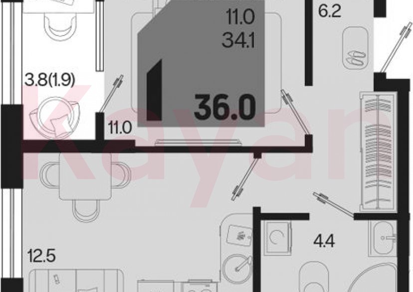 Продажа 1-комн. квартиры, 34.1 кв.м фото 0