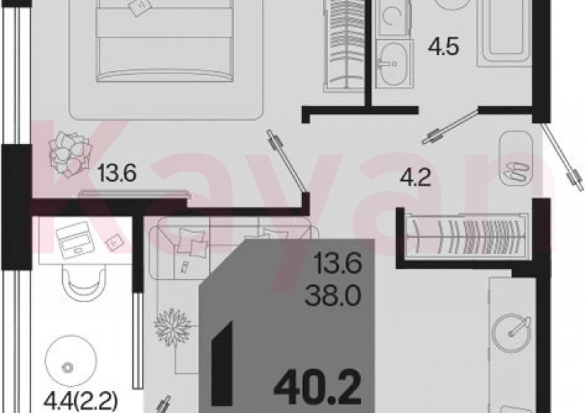 Продажа 1-комн. квартиры, 38 кв.м фото 0