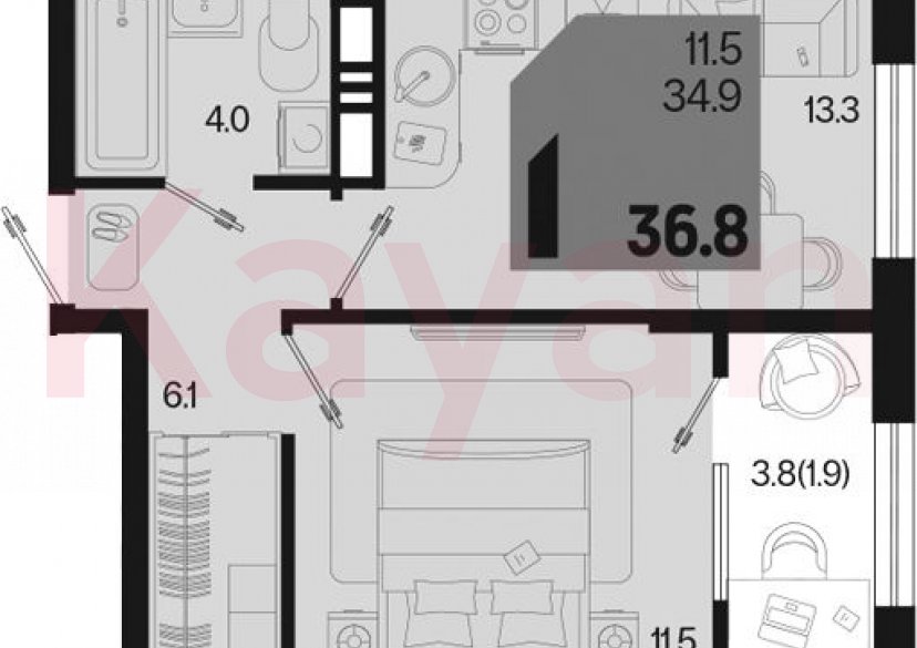 Продажа 1-комн. квартиры, 34.9 кв.м фото 0