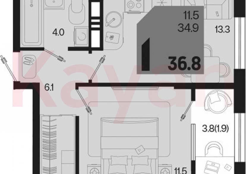 Продажа 1-комн. квартиры, 34.9 кв.м фото 0