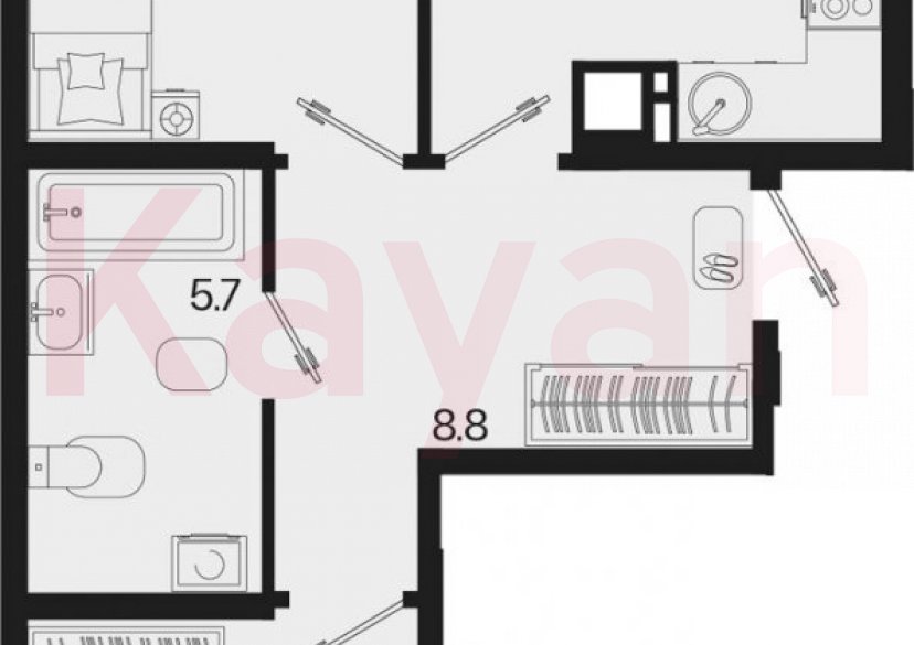 Продажа 2-комн. квартиры, 60.9 кв.м фото 0