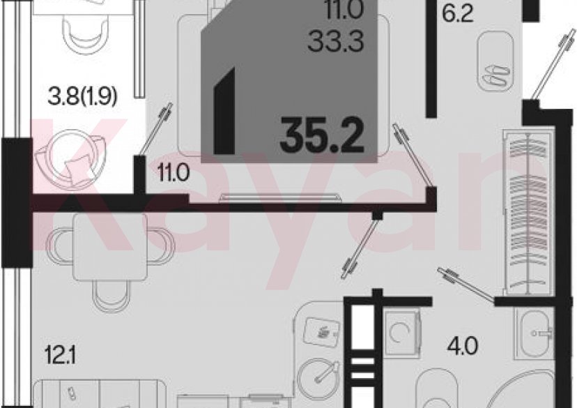 Продажа 1-комн. квартиры, 33.3 кв.м фото 0