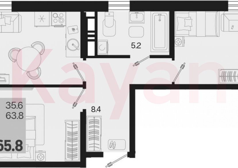 Продажа 2-комн. квартиры, 63.8 кв.м фото 0