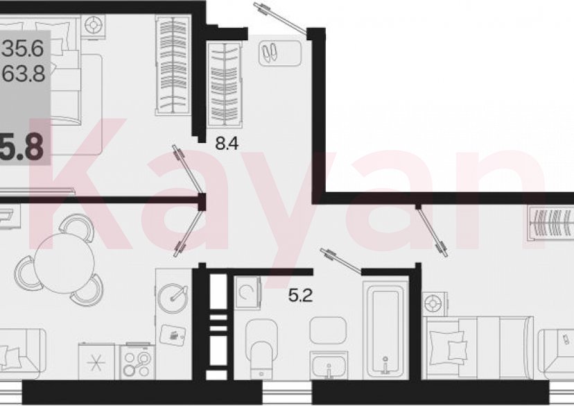 Продажа 2-комн. квартиры, 63.8 кв.м фото 0