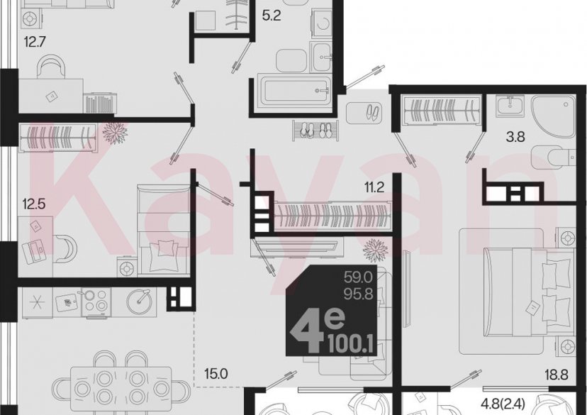 Продажа 4-комн. квартиры, 95.8 кв.м фото 0