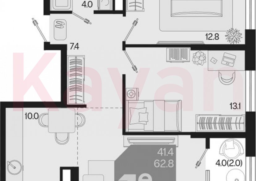 Продажа 3-комн. квартиры, 62.8 кв.м фото 0