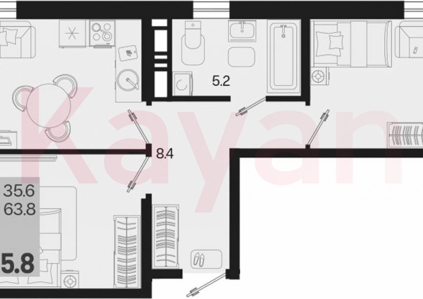 Продажа 2-комн. квартиры, 63.8 кв.м фото 0