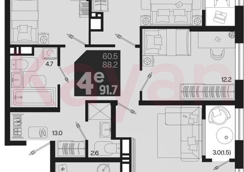 Продажа 4-комн. квартиры, 88.2 кв.м фото 0