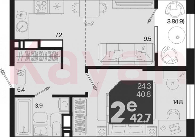 Продажа 2-комн. квартиры, 40.8 кв.м фото 0