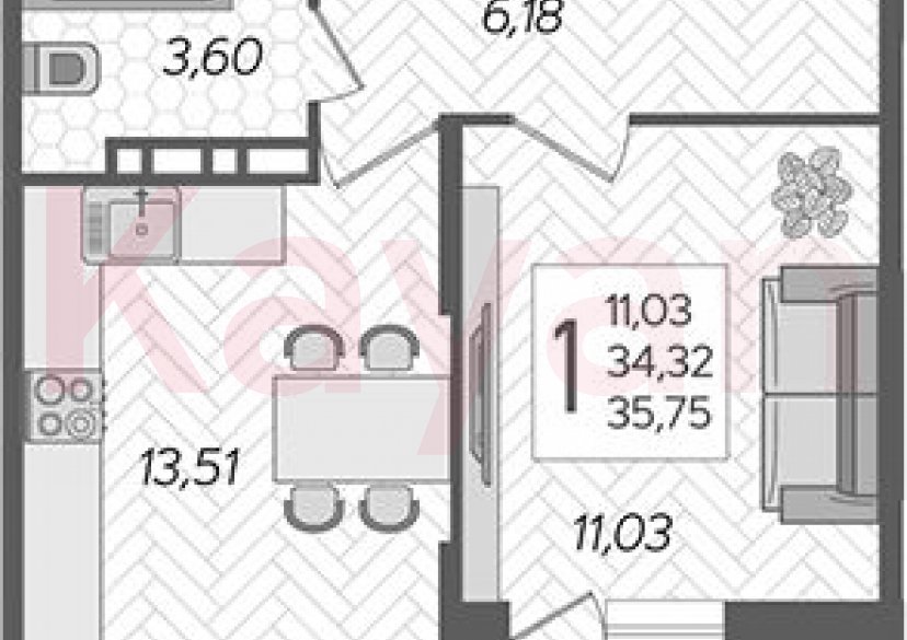 Продажа 1-комн. квартиры, 34.32 кв.м фото 0