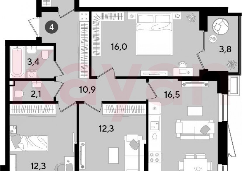 Продажа 4-комн. квартиры, 76.4 кв.м фото 0