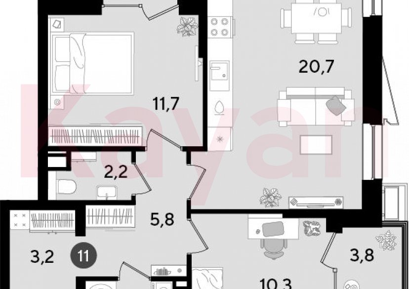 Продажа 3-комн. квартиры, 57.6 кв.м фото 0