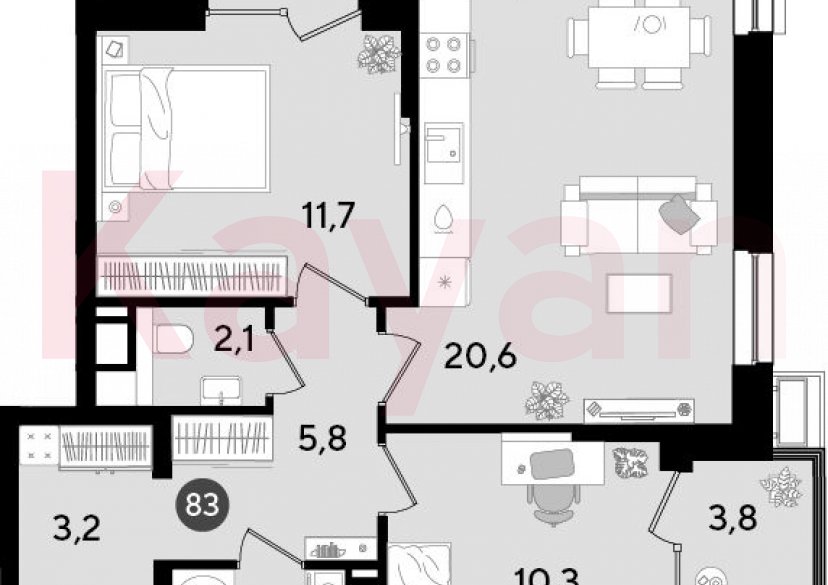 Продажа 3-комн. квартиры, 57.3 кв.м фото 0