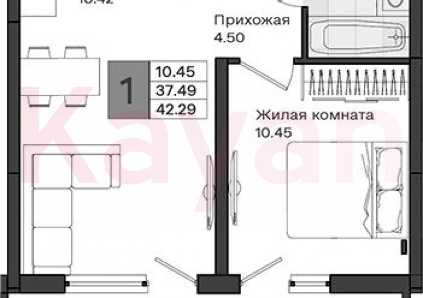 Продажа 1-комн. квартиры, 37.49 кв.м фото 0