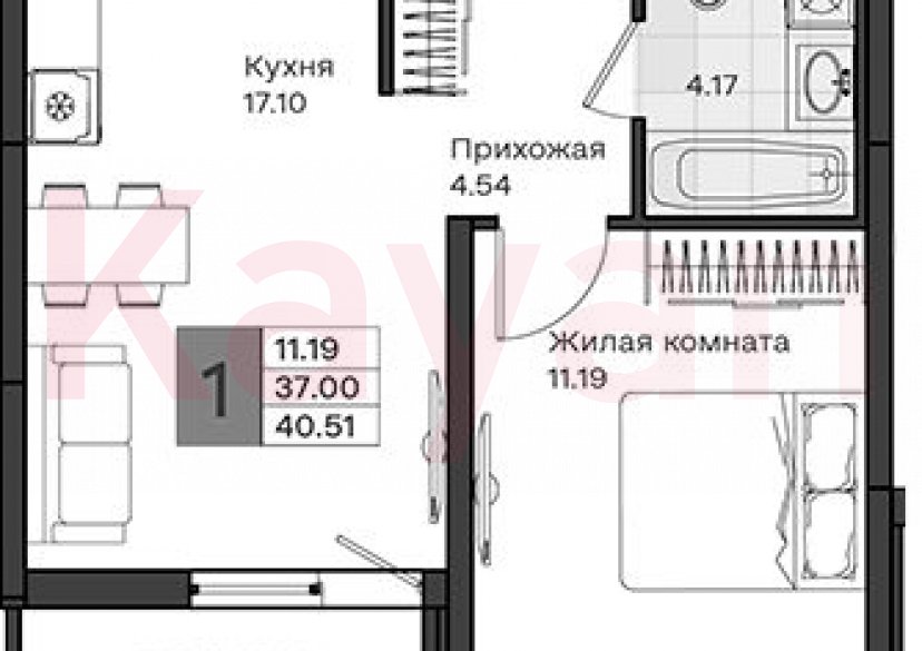 Продажа 1-комн. квартиры, 37 кв.м фото 0